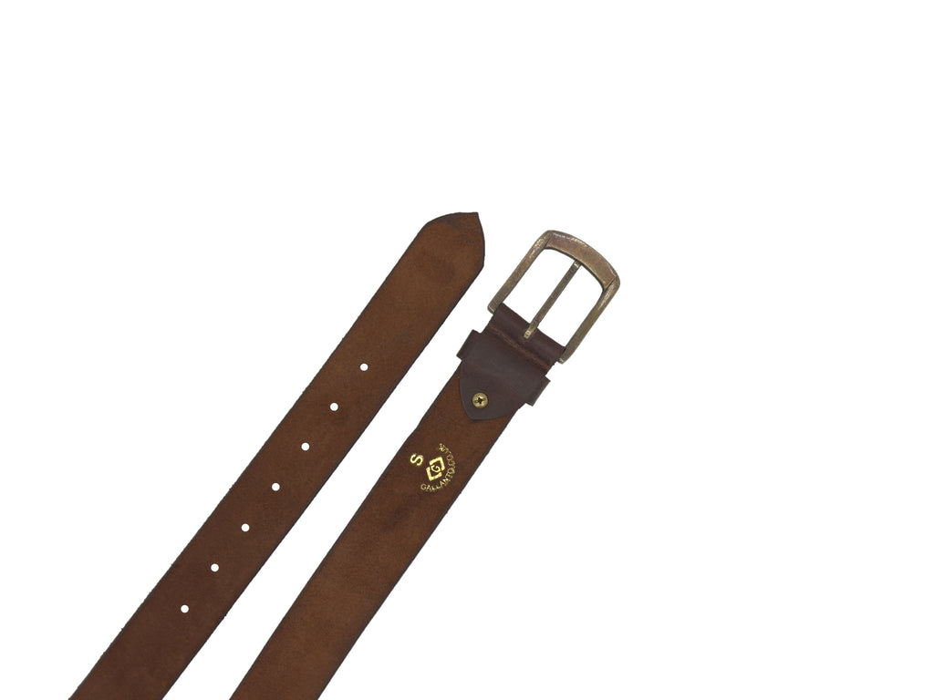 Male Leather Belt with Coordinated Brass Hardware