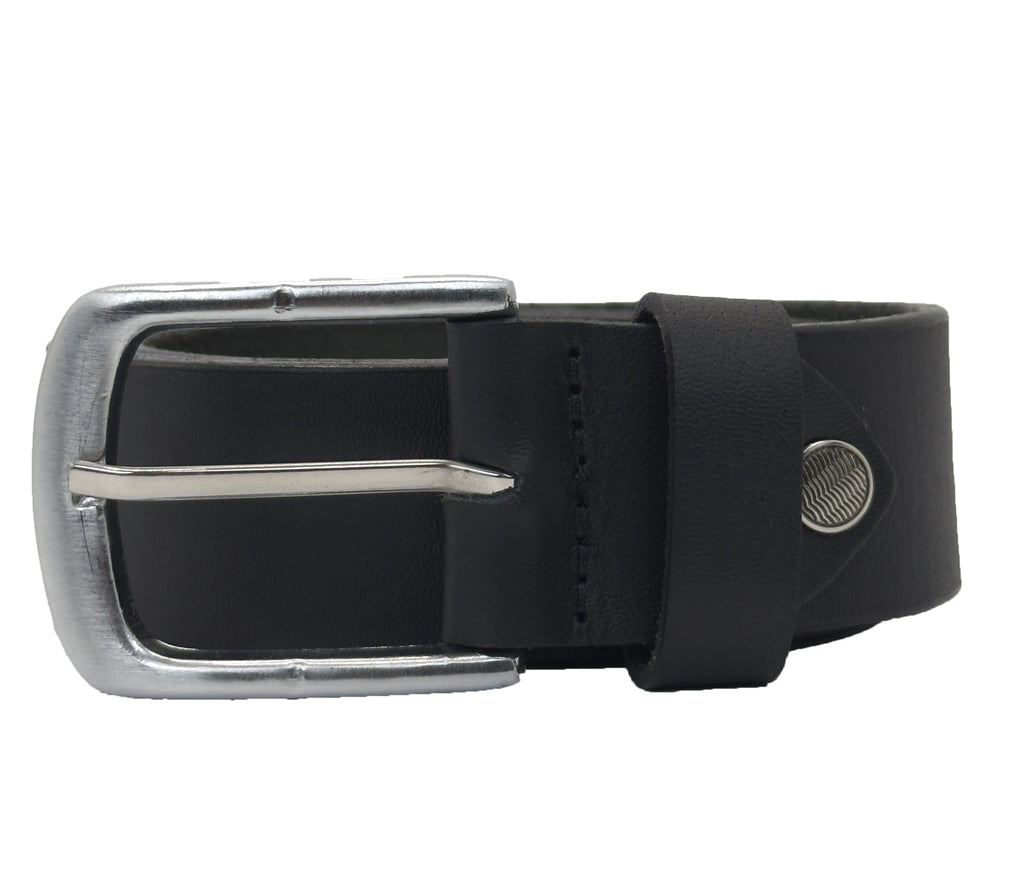 Male Leather Belt with Coordinated Brass Hardware