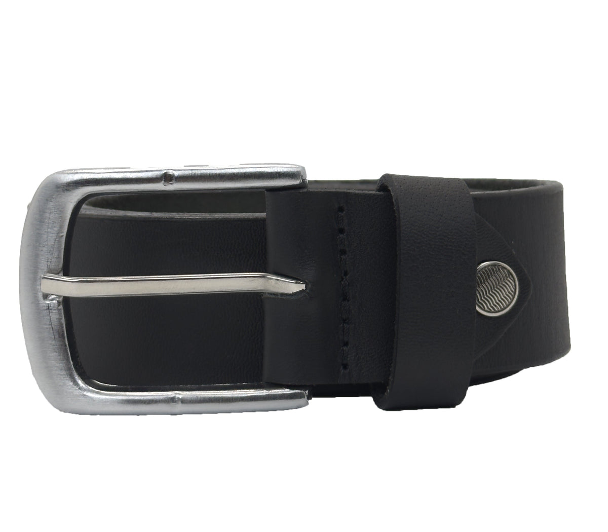 Male Leather Belt with Coordinated Brass Hardware
