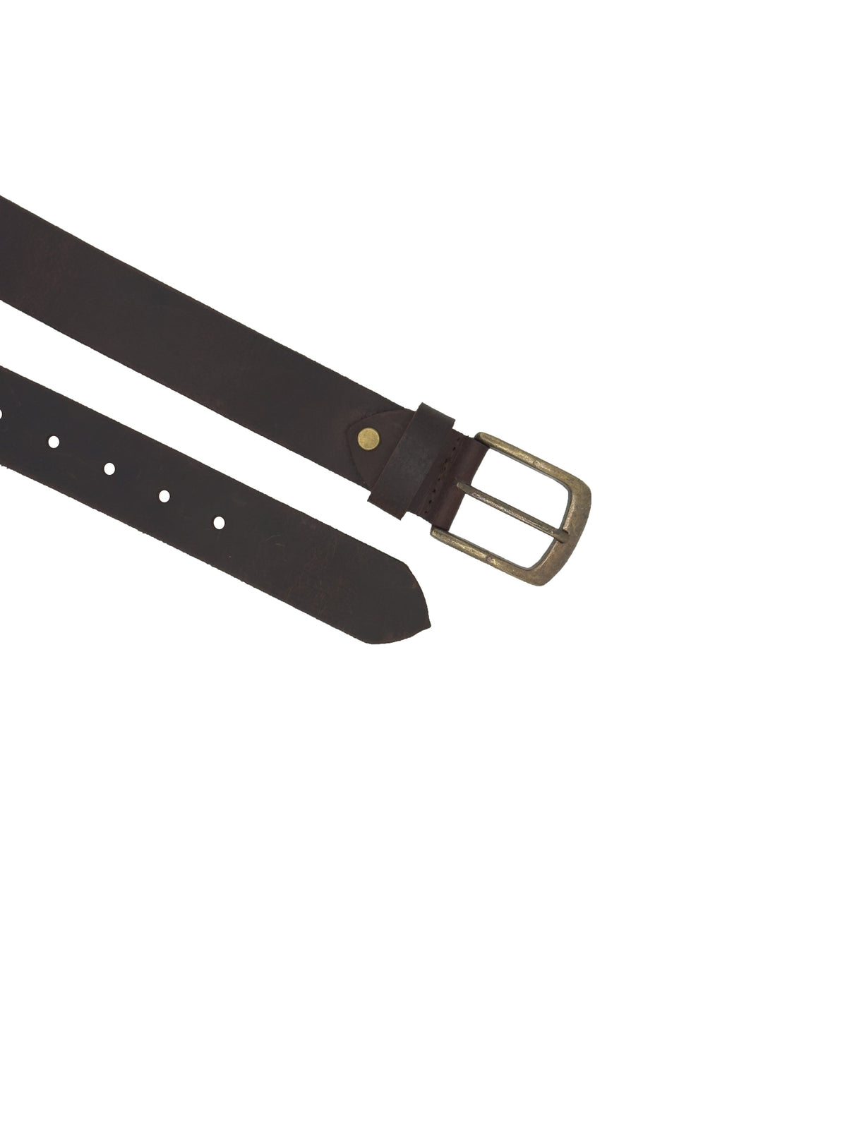 Male Leather Belt with Coordinated Brass Hardware