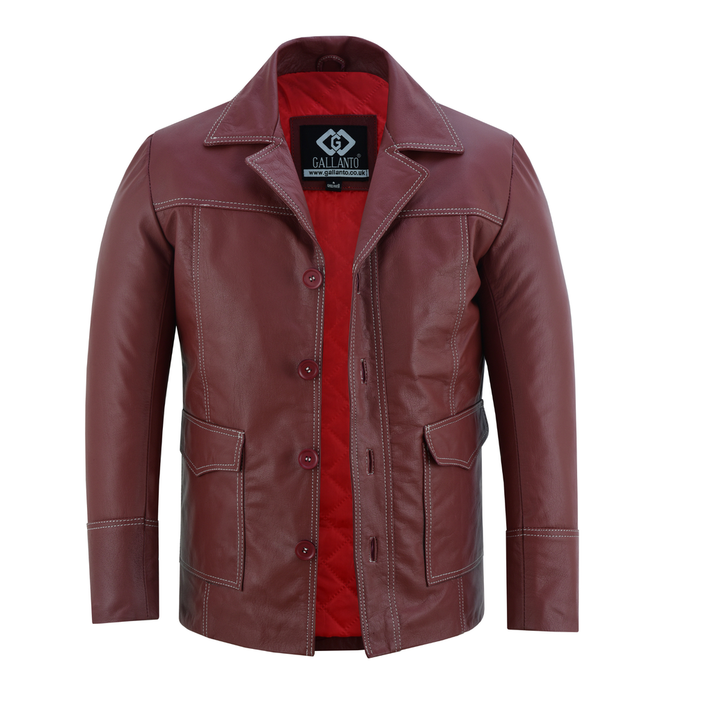 Mens Leather Blazer with Distressed Fight Club-Inspired Style