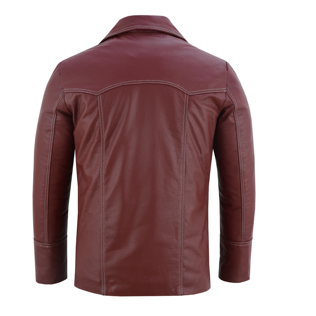 Mens Leather Blazer with Distressed Fight Club-Inspired Style