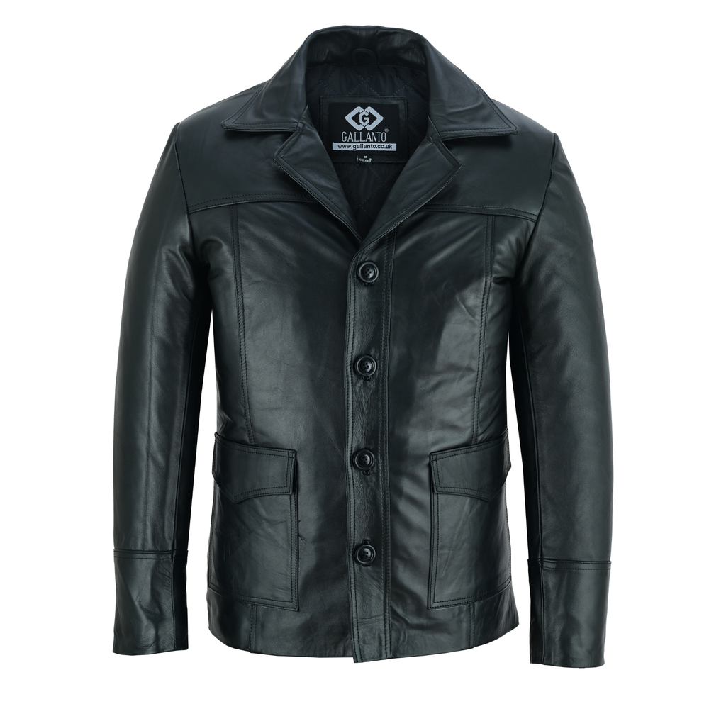 Mens Leather Blazer with Distressed Fight Club-Inspired Style