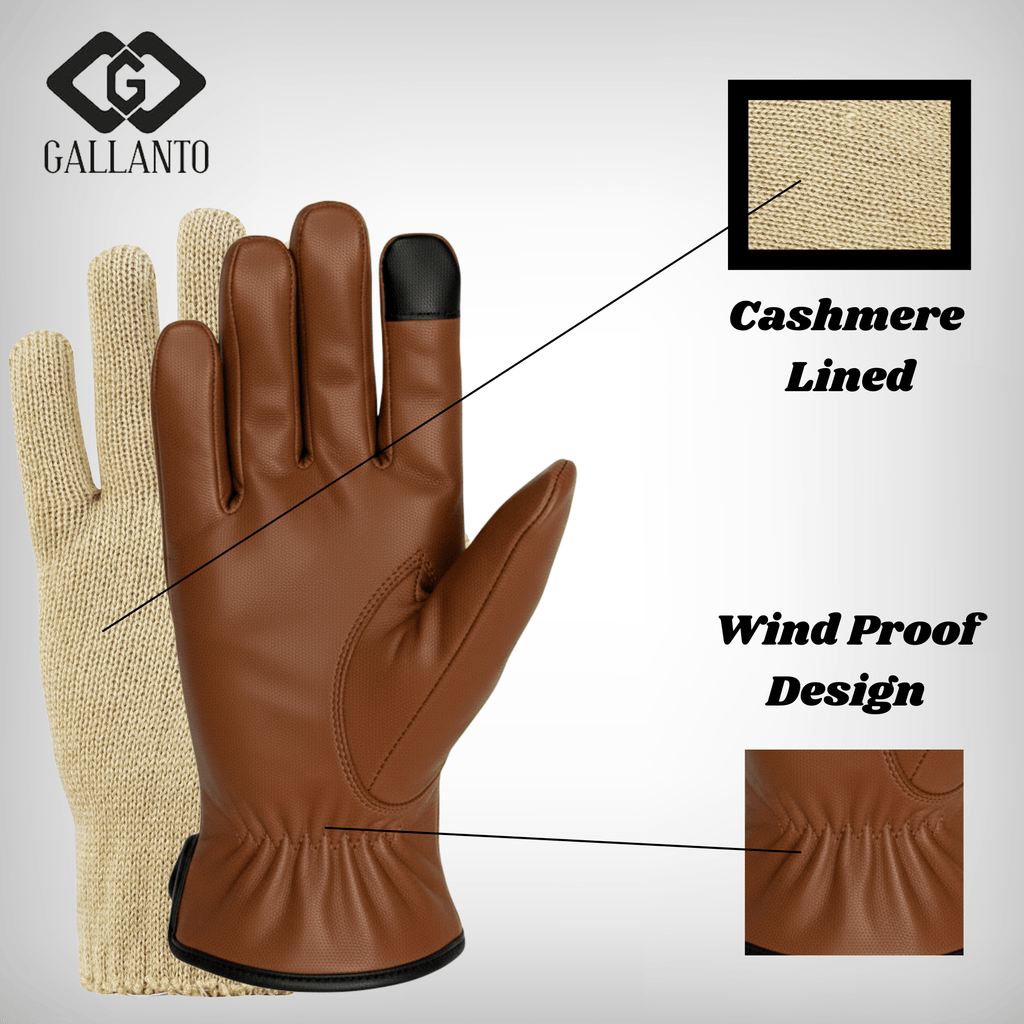 Leather Gloves Lined with Cashmere for Classic Everyday Style