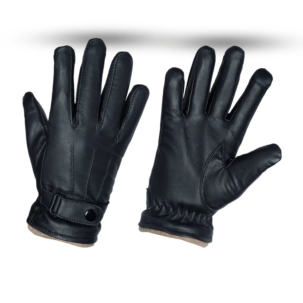 Leather Gloves for Women with Fleece Lining and Cashmere Cuffs