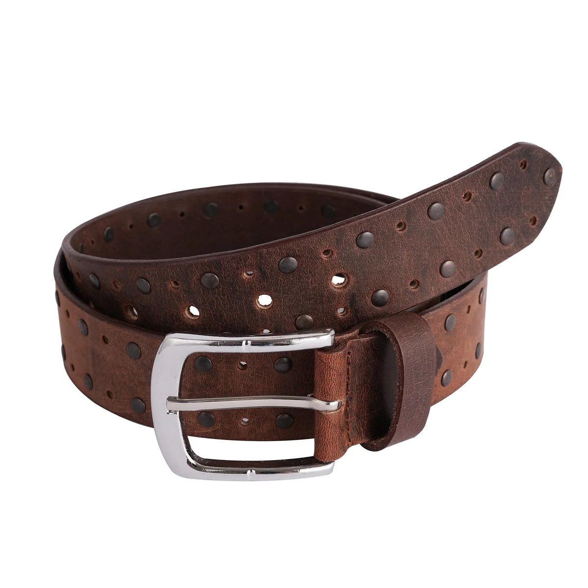 Gents Leather Belts with Distinctive Crazy Rivets Design