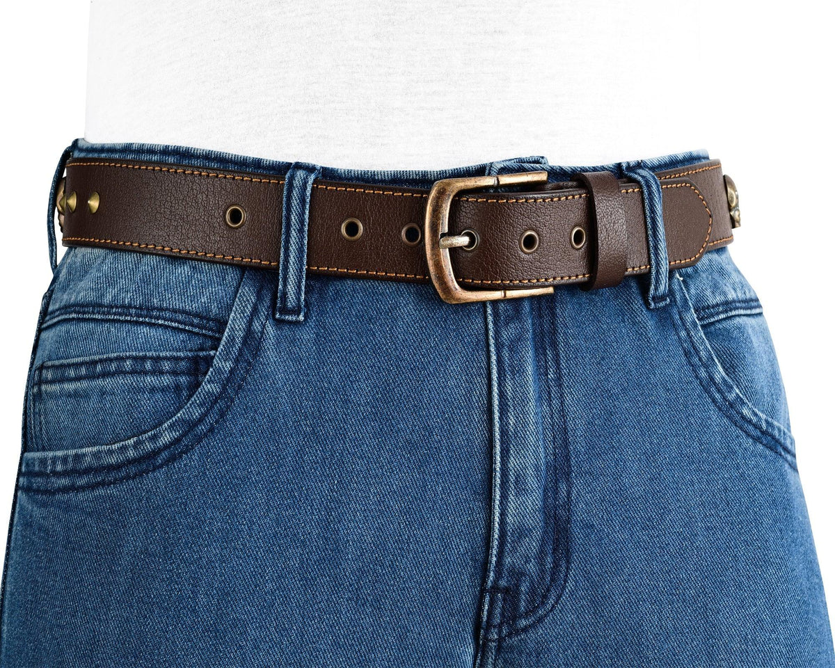 Best Leather Belts for Men with Skull and Pyramid Studs