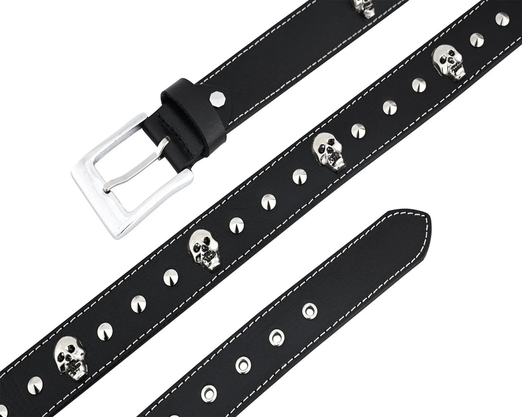 Best Leather Belts for Men with Skull and Pyramid Studs