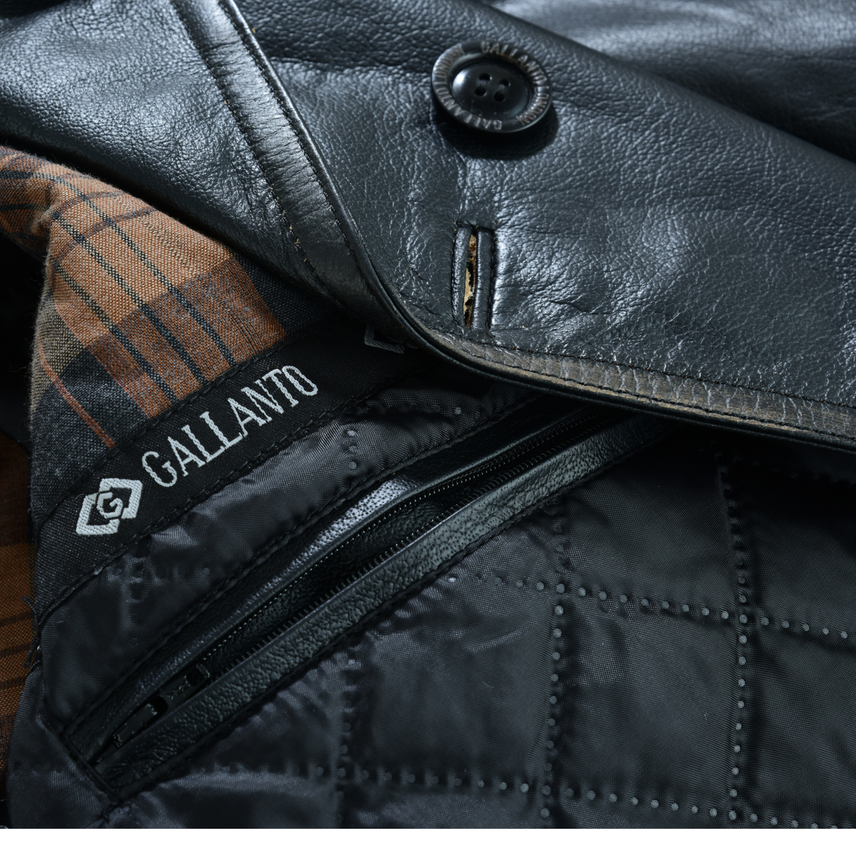Men’s Leather Blazer with Double-Breasted Military Styling