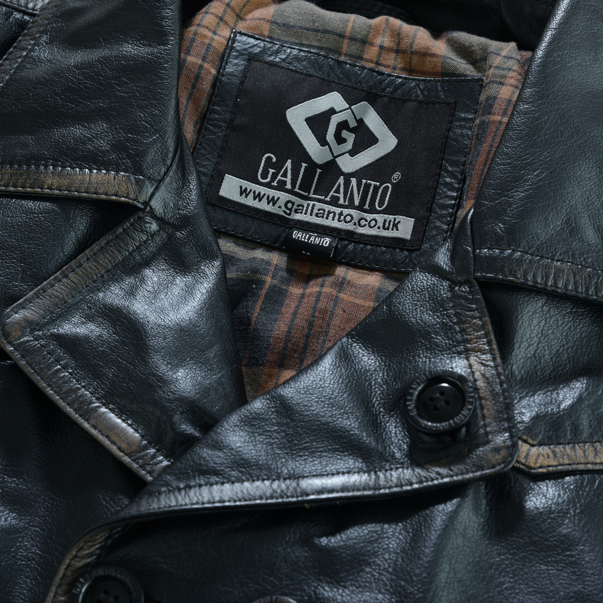 Men’s Leather Blazer with Double-Breasted Military Styling