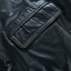 Men’s Leather Blazer with Double-Breasted Military Styling