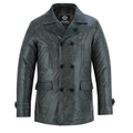 Men’s Leather Blazer with Double-Breasted Military Styling