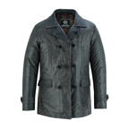 Men’s Leather Blazer with Double-Breasted Military Styling