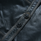 Men’s Leather Blazer with Double-Breasted Military Styling
