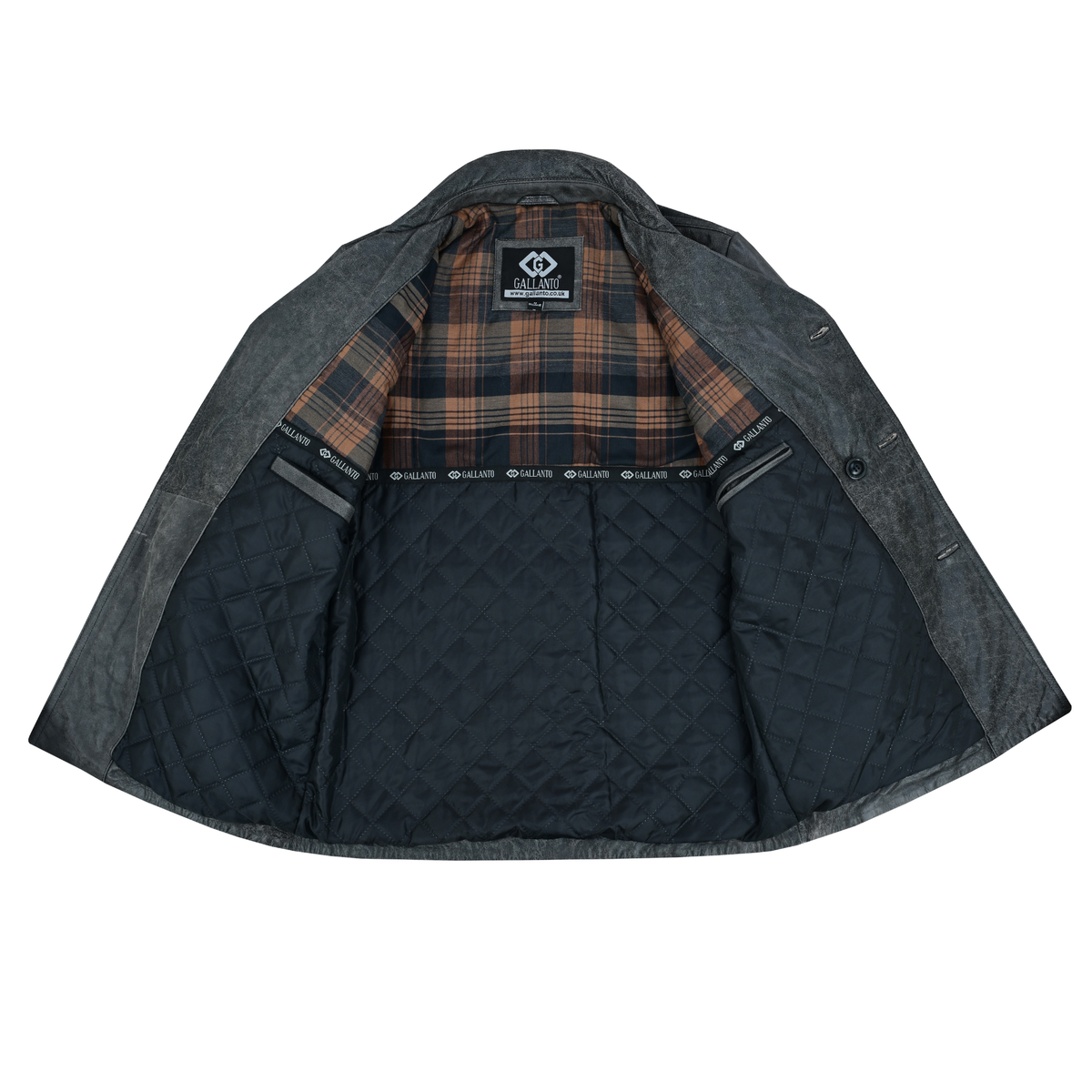 Men’s Leather Blazer with Double-Breasted Military Styling