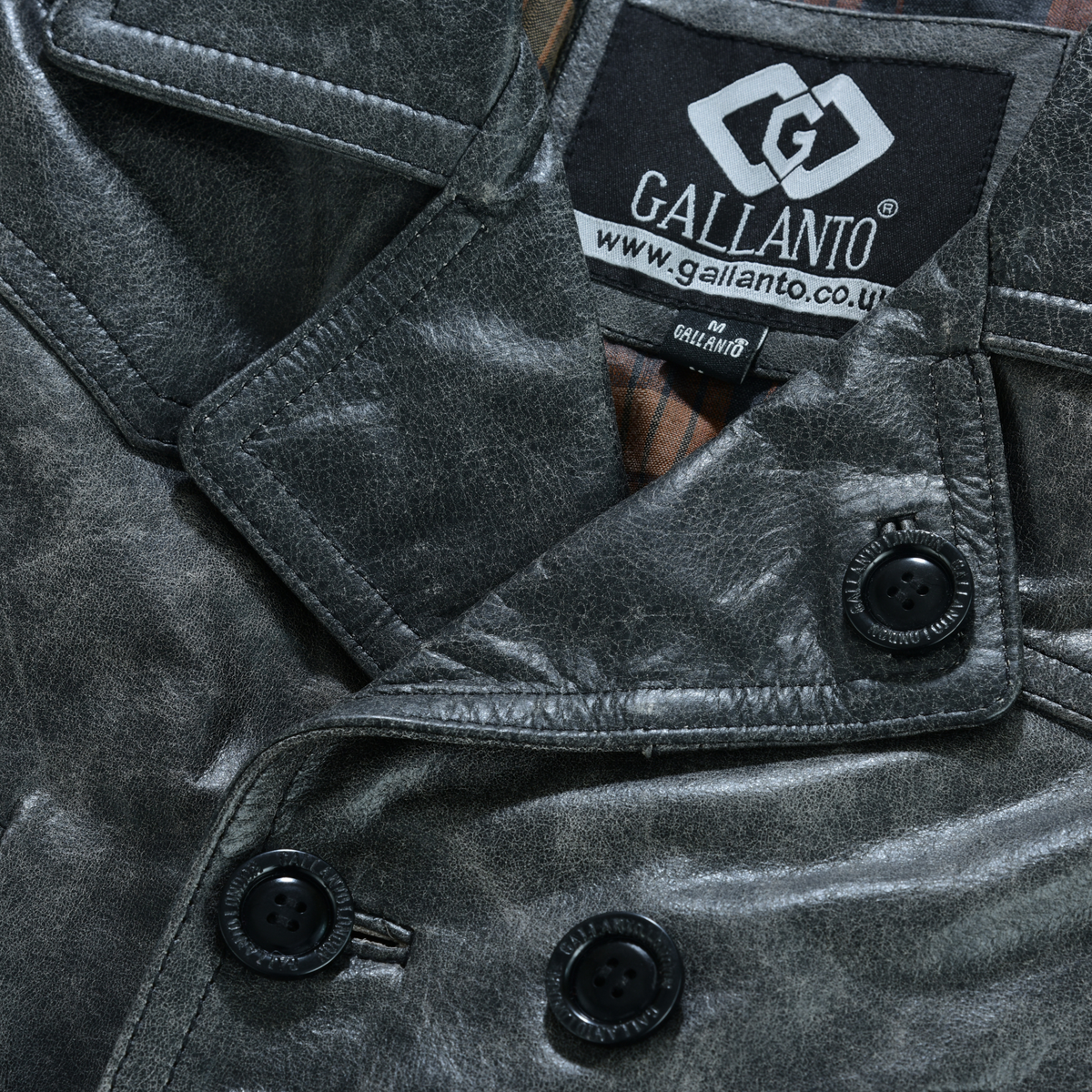 Men’s Leather Blazer with Double-Breasted Military Styling