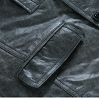 Men’s Leather Blazer with Double-Breasted Military Styling