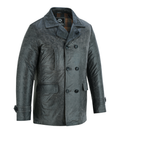 Men’s Leather Blazer with Double-Breasted Military Styling