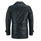 Men’s Leather Blazer with Double-Breasted Military Styling