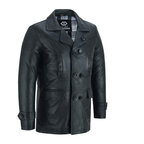 Men’s Leather Blazer with Double-Breasted Military Styling