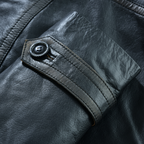 Men’s Leather Blazer with Double-Breasted Military Styling