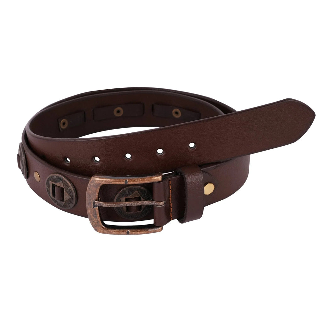 Male Designer Belts with Western Laced Concho Detail