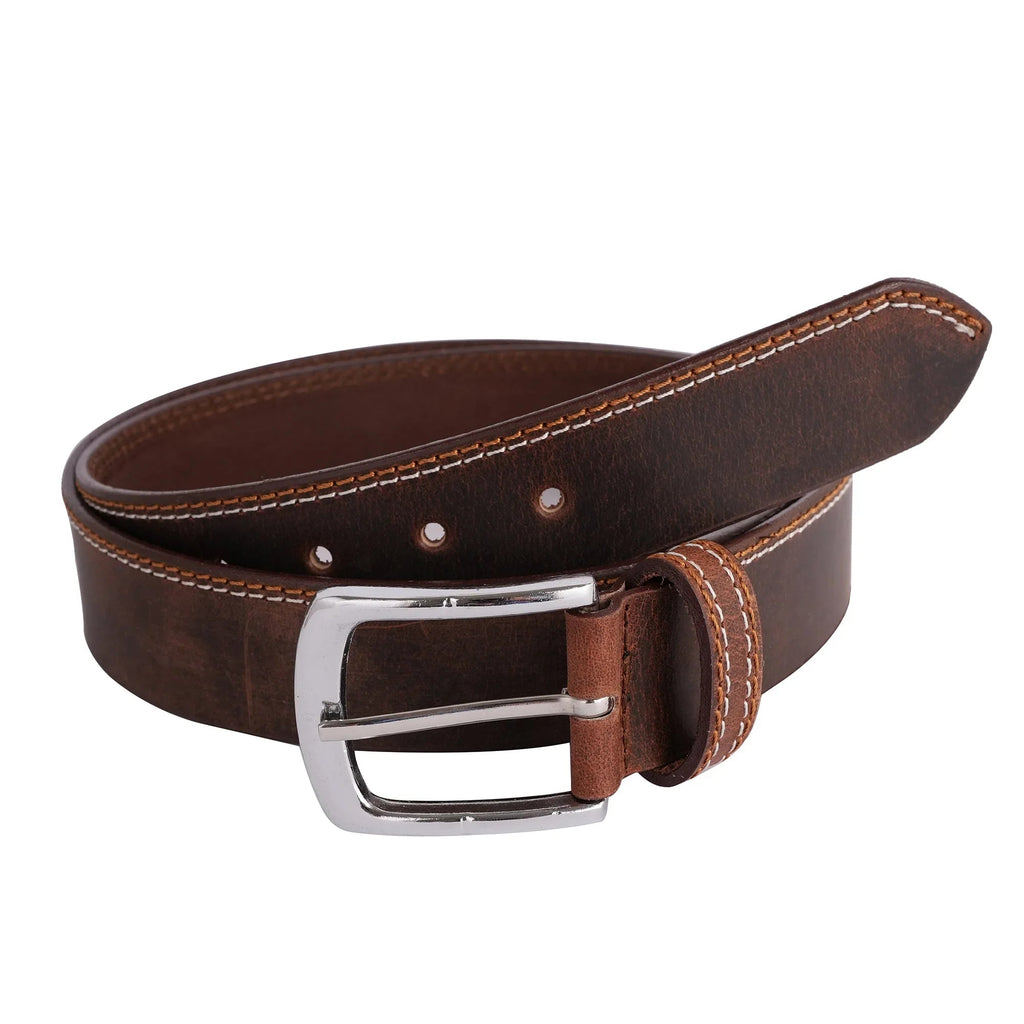 Gallanto Male Belts with Smart Double-Stitch Genuine Leather Design