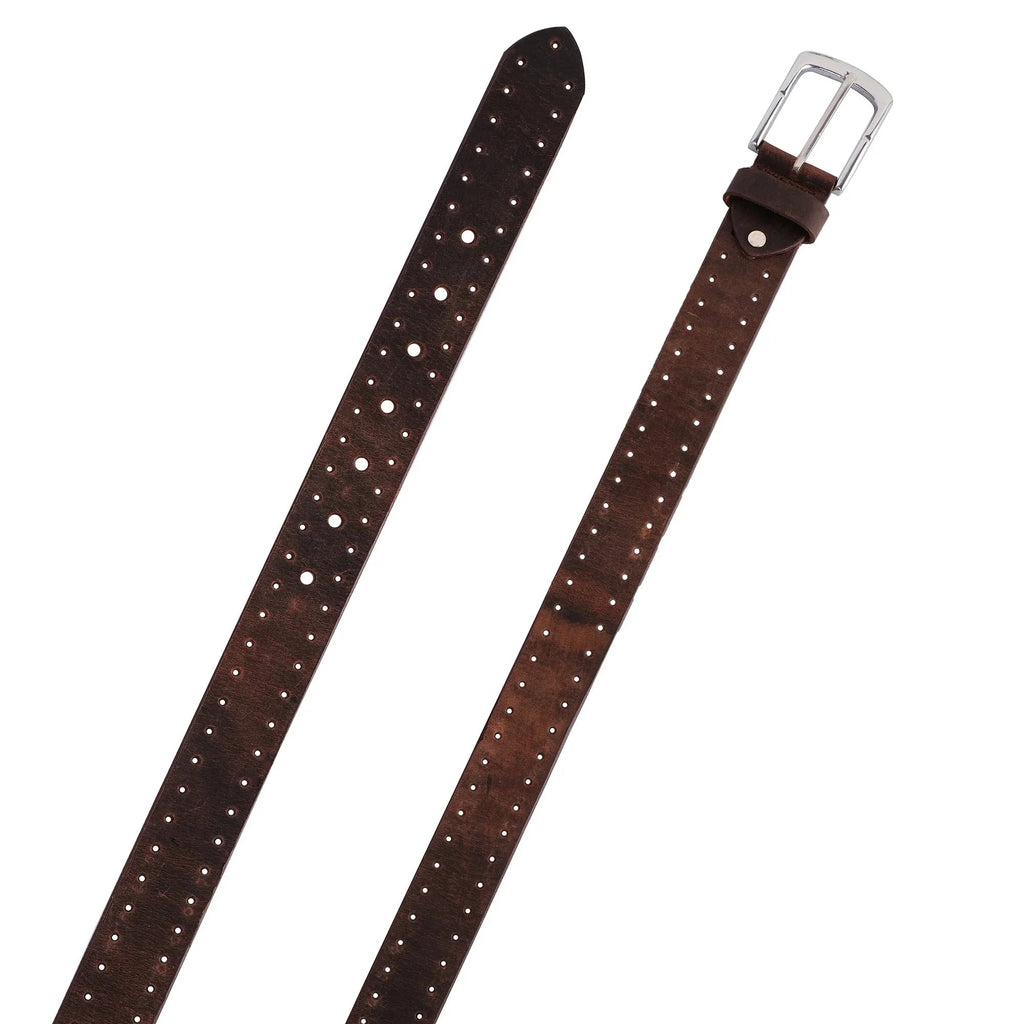Men's Leather Belts with Distinctive Crazy Holes Design