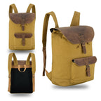 Canvas Travel Backpack Men with Leather Trim and Laptop Compartment