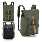 Canvas Travel Backpack Men with Leather Trim and Laptop Compartment