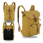 Canvas Travel Backpack Men with Leather Trim and Laptop Compartment
