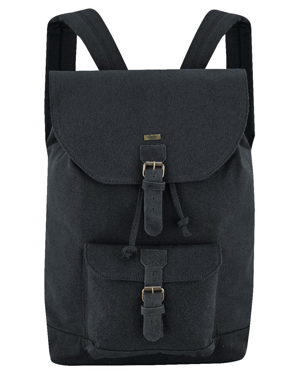 Canvas Travel Backpack Men with Leather Trim and Laptop Compartment