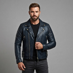 Bike Jackets for Men in Two-Tone Naked Cowhide Leather