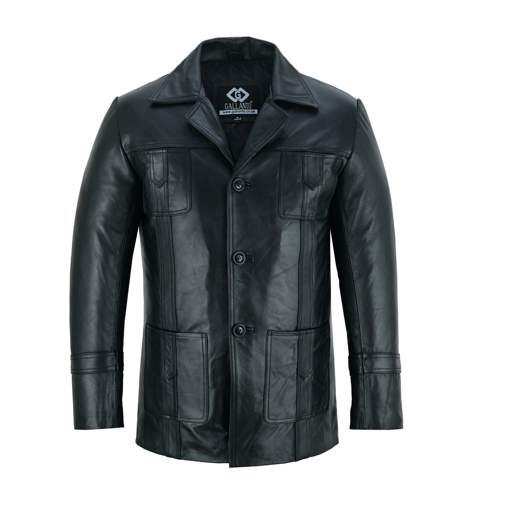 Mens Vintage Leather Blazer with Iconic 1970s-Inspired Style