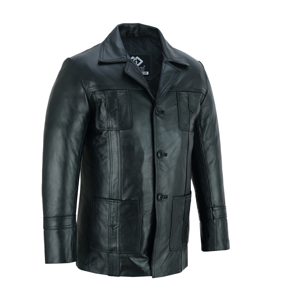 Mens Vintage Leather Blazer with Iconic 1970s-Inspired Style