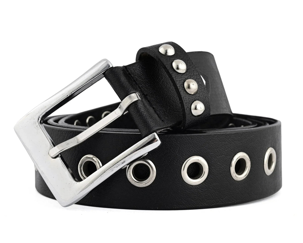 Men’s Western Belts with Chrome Stars and Metal Studs