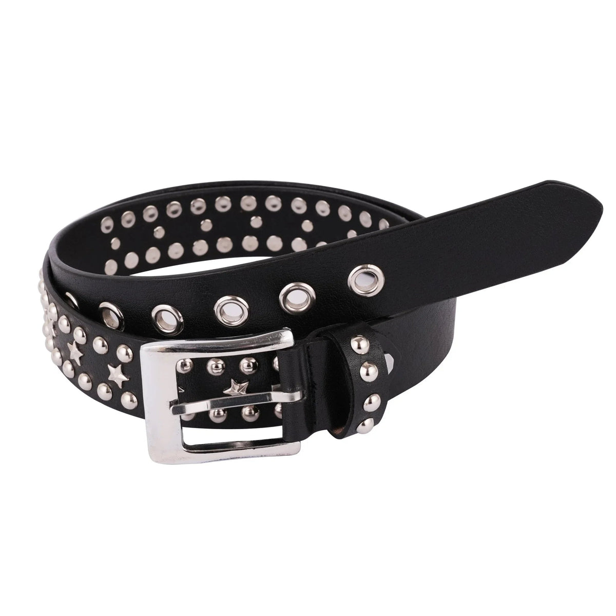 Men’s Western Belts with Chrome Stars and Metal Studs
