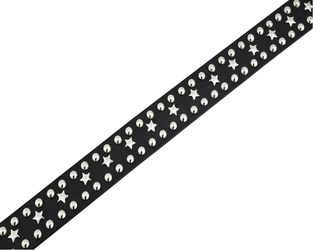 Men’s Western Belts with Chrome Stars and Metal Studs