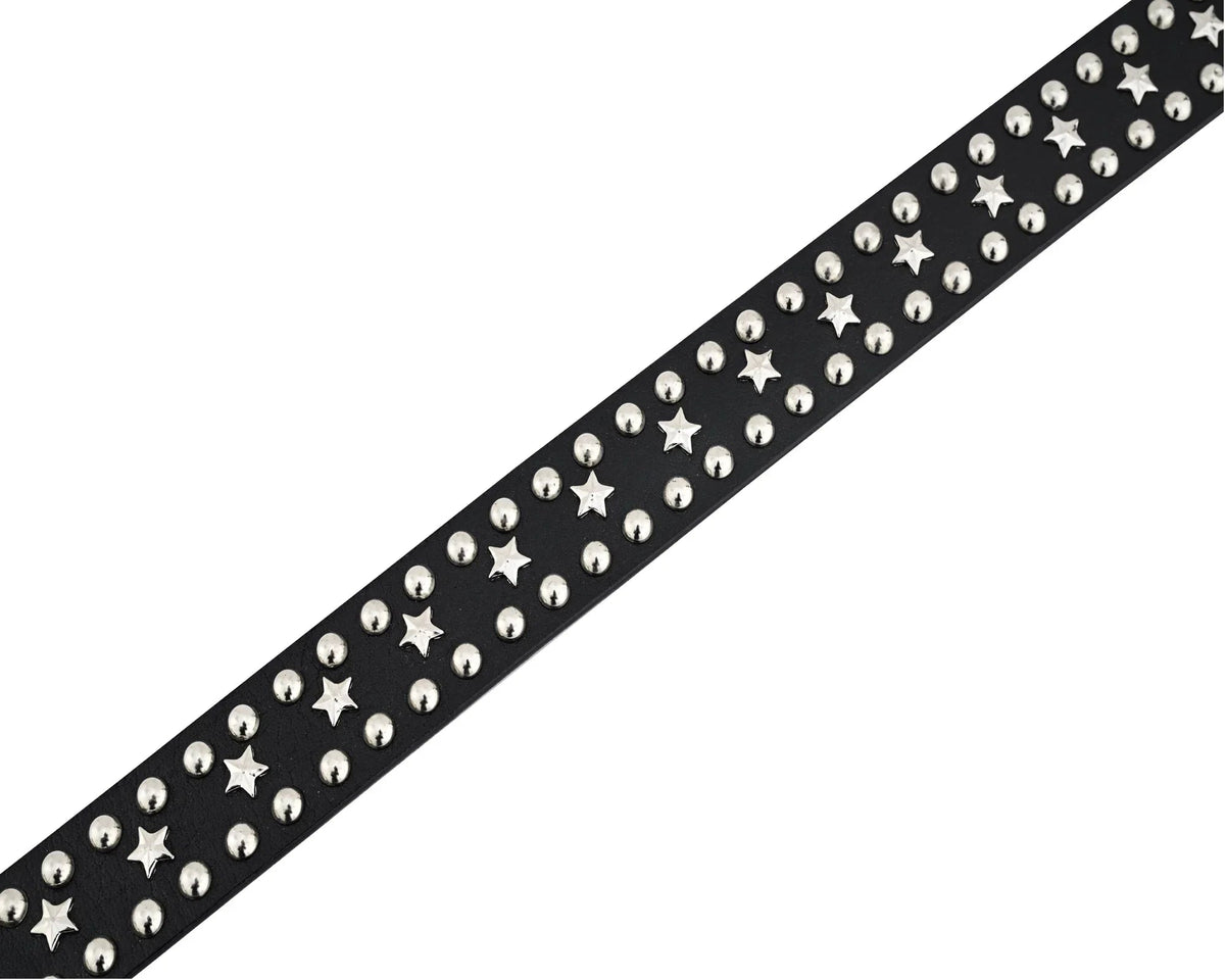 Men’s Western Belts with Chrome Stars and Metal Studs