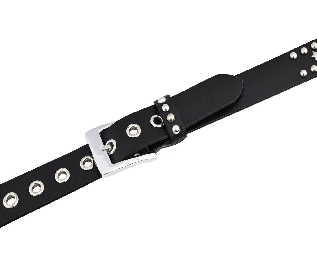 Men’s Western Belts with Chrome Stars and Metal Studs