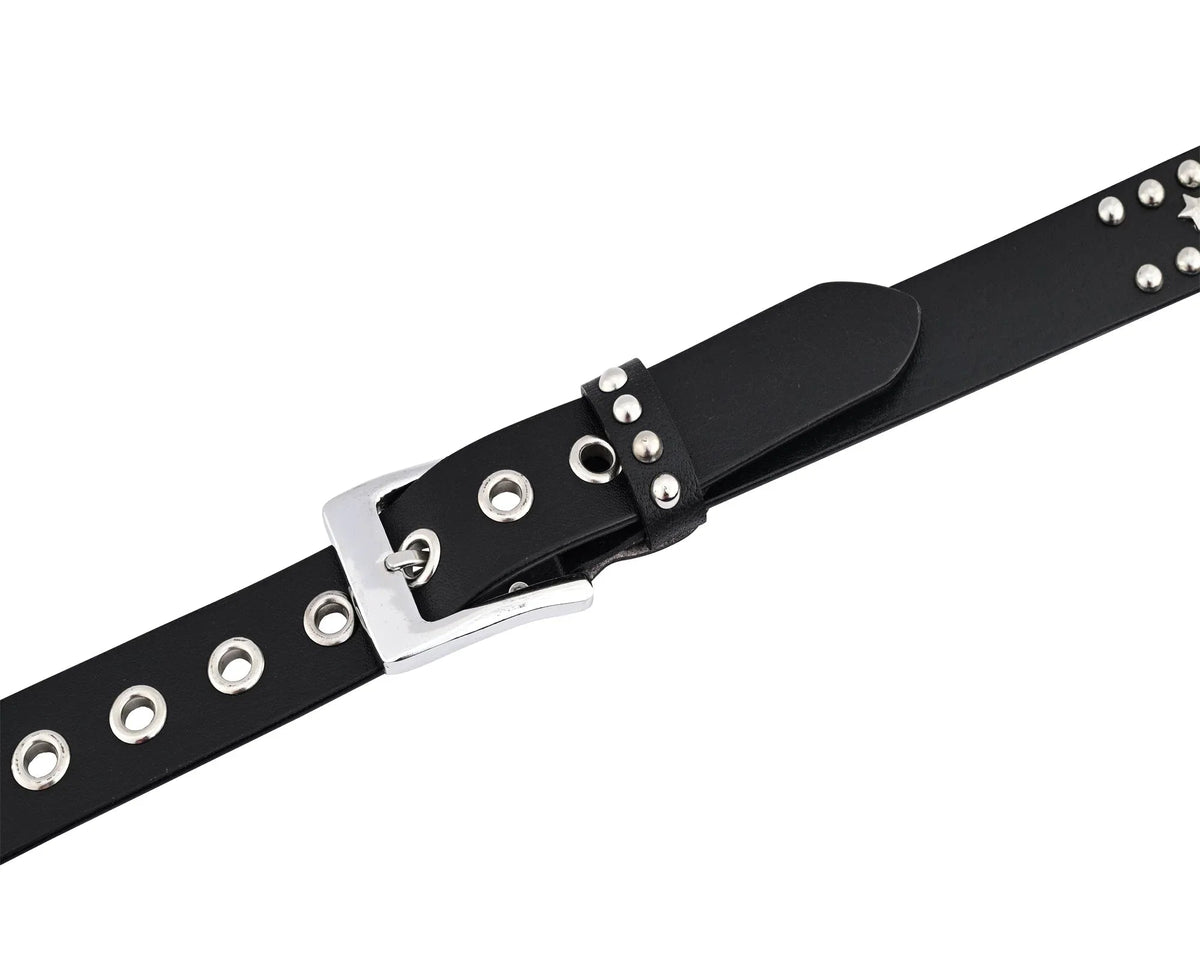 Men’s Western Belts with Chrome Stars and Metal Studs