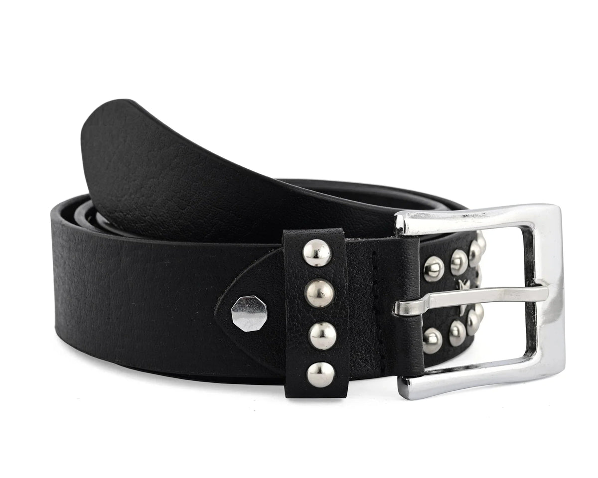 Men’s Western Belts with Chrome Stars and Metal Studs