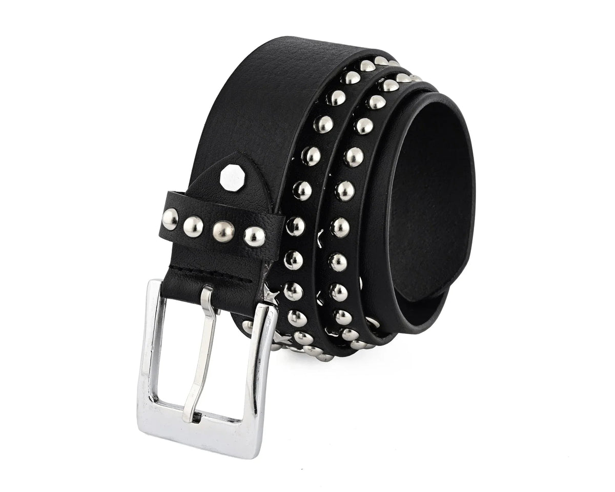 Men’s Western Belts with Chrome Stars and Metal Studs
