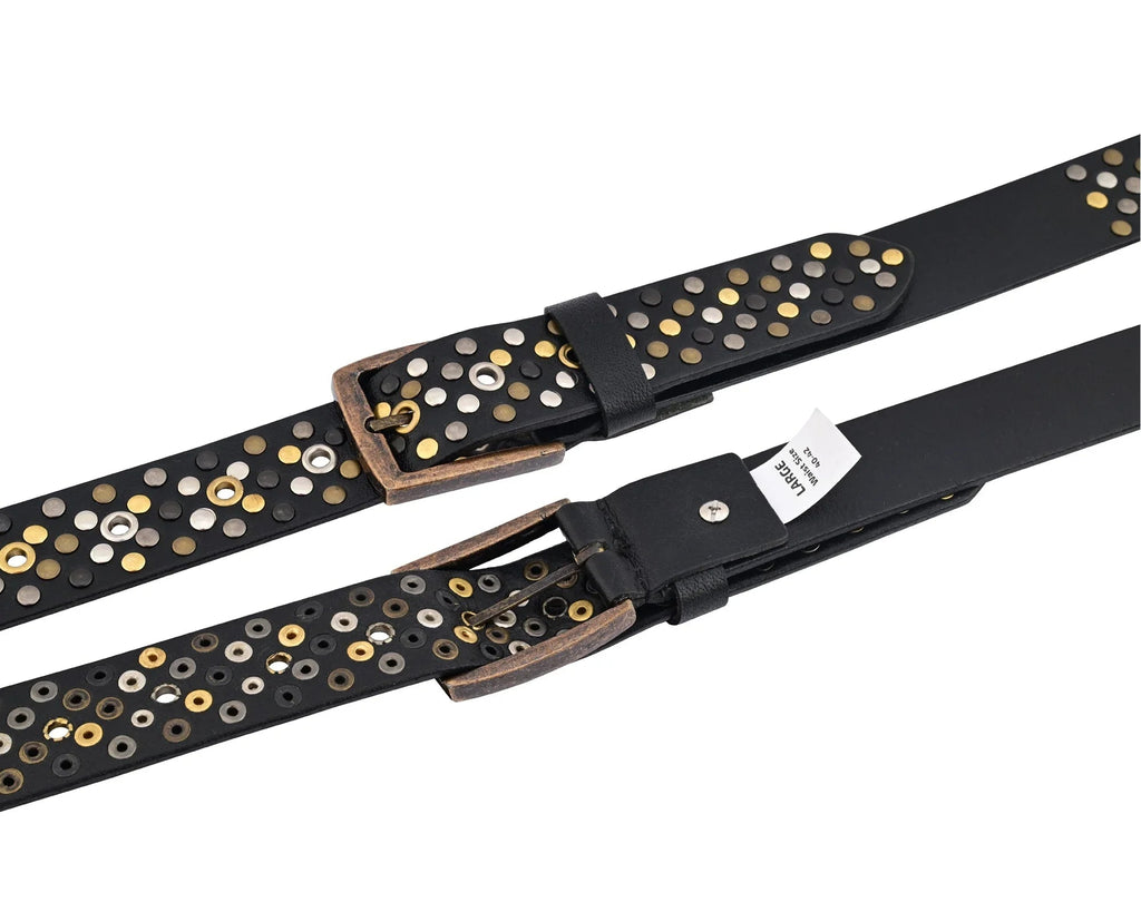 Luxury Belts for Men with a Multi-Rivet Studded Finish