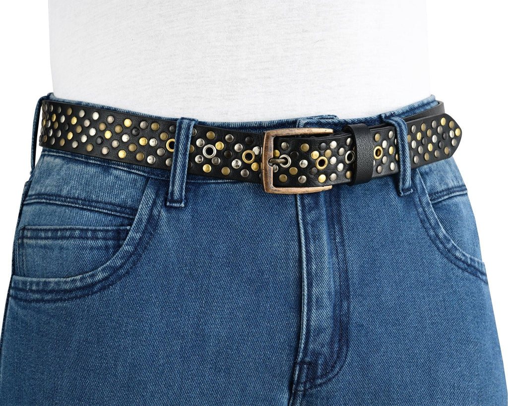 Luxury Belts for Men with a Multi-Rivet Studded Finish