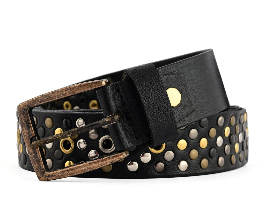 Luxury Belts for Men with a Multi-Rivet Studded Finish