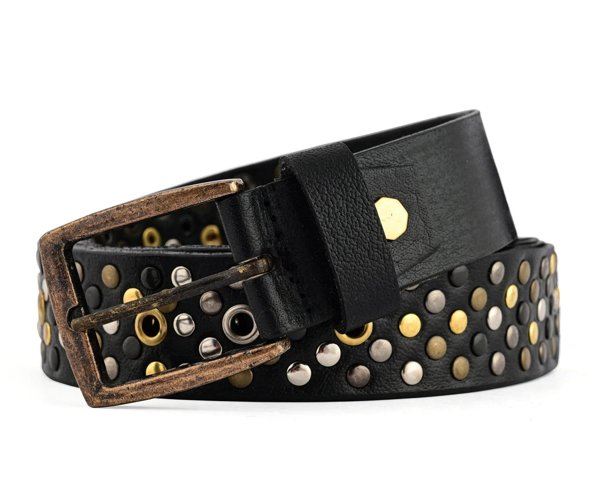 Luxury Belts for Men with a Multi-Rivet Studded Finish