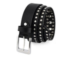 Men’s Western Leather Belts with Double Silver Rivets