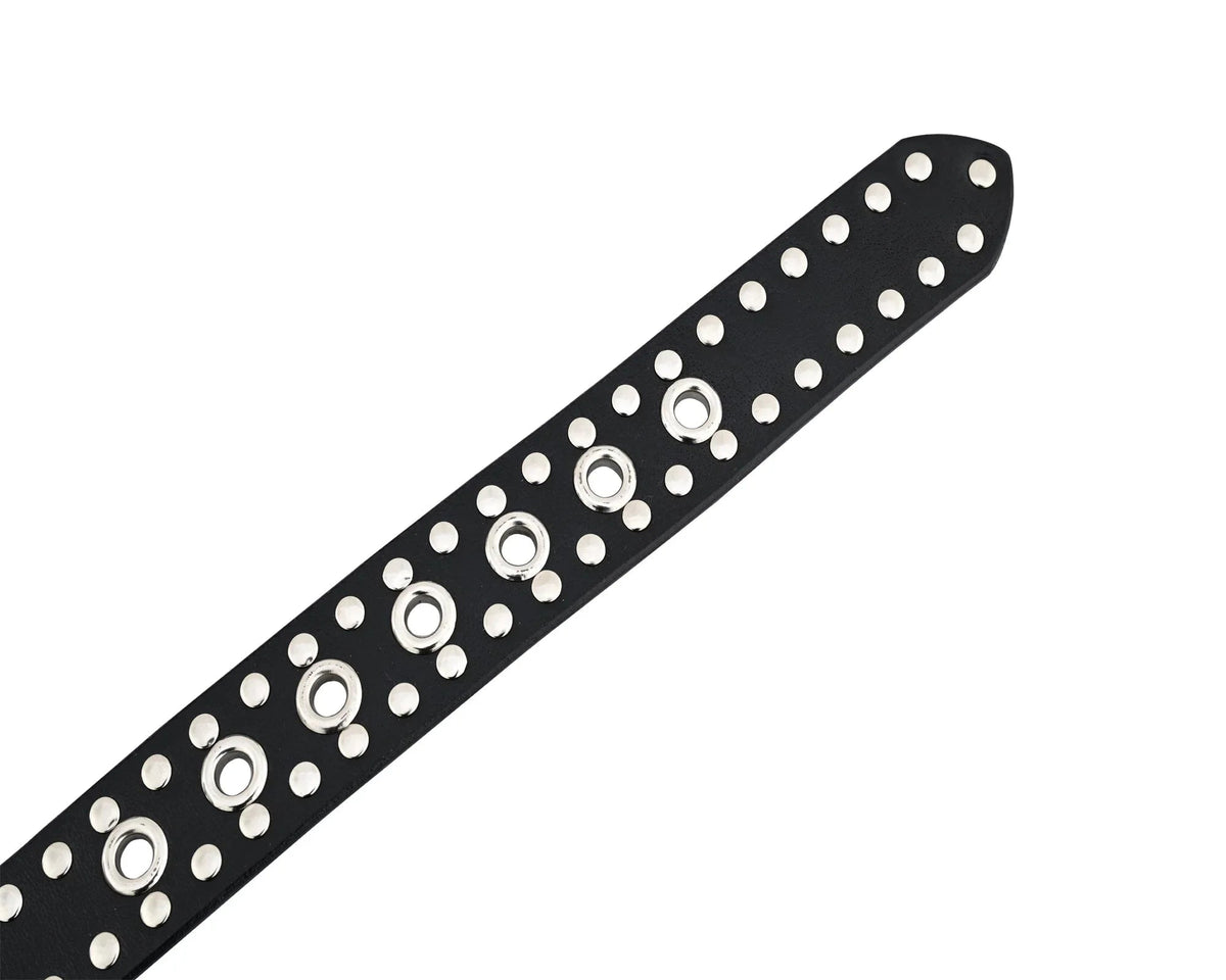 Men’s Western Leather Belts with Double Silver Rivets