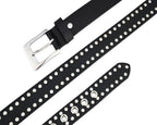 Men’s Western Leather Belts with Double Silver Rivets